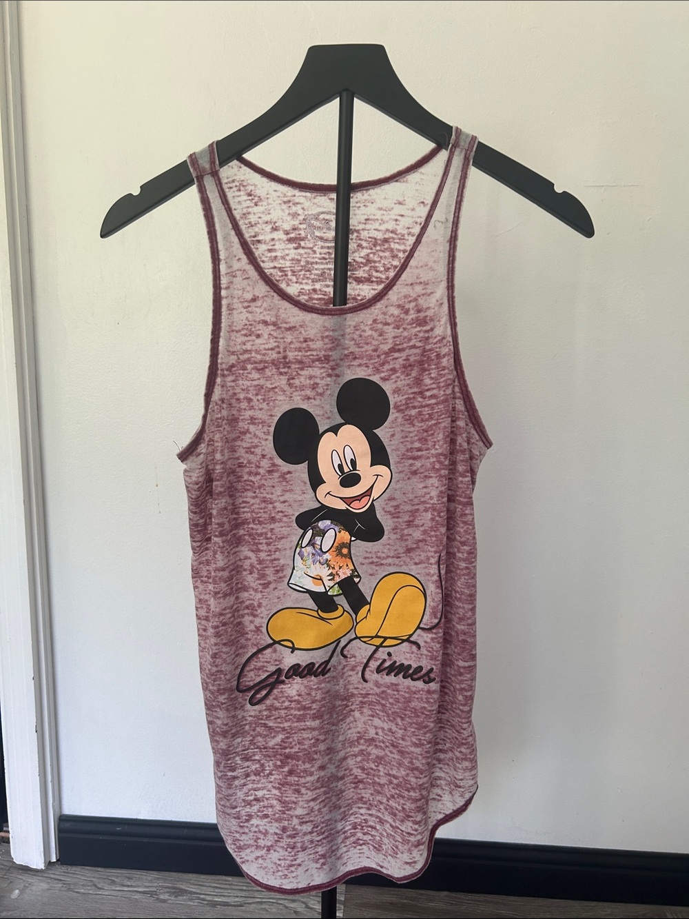 Mickey Mouse 'Good Times' Burnout Tank - Maroon
